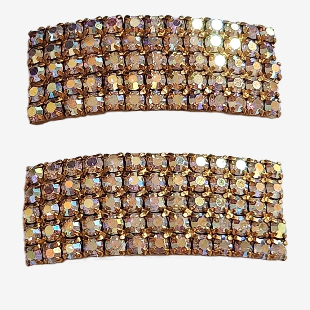 NICE Vintage AB Rhinestone DRESS SHOE Clips Large PAIR SET 2" INCHES EACH